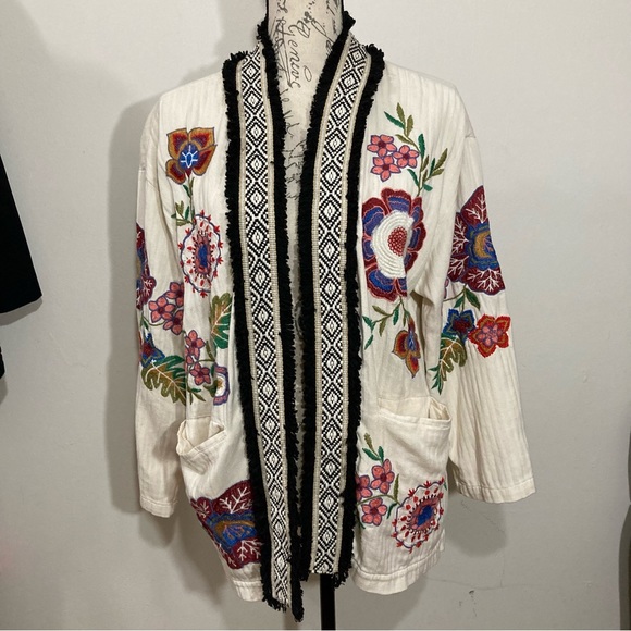 Zara Sweaters - Zara Trf Floral Embroidered Cardigan Jacket